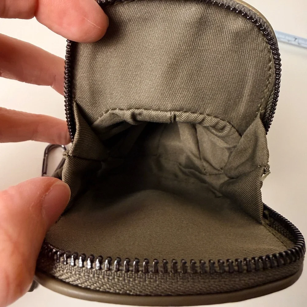 Steve‎ Madden Green Faux Leather Baseball Cap Coin Purse Keychain Bag